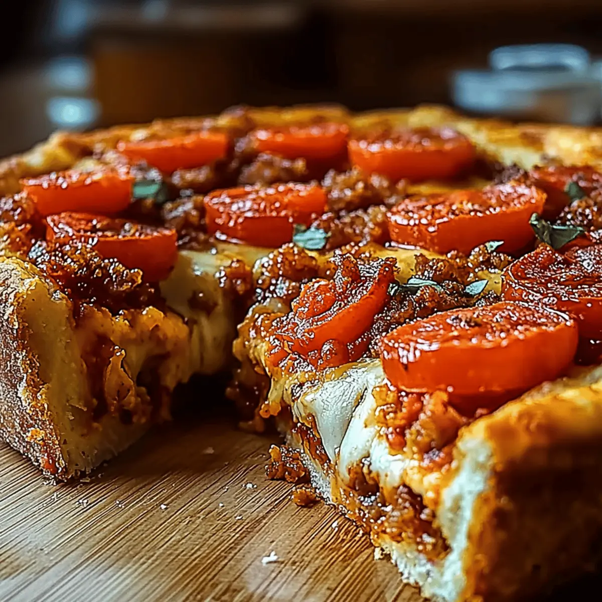 Indulgent Deep-Dish Hamburger Sausage Pepperoni Pie Delight 4 Deep-Dish Hamburger Sausage Pepperoni Pie