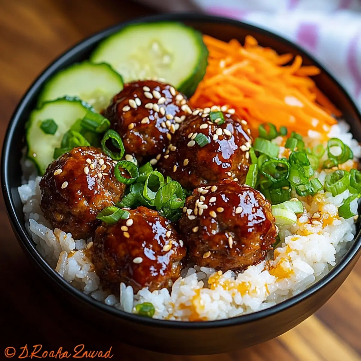 Korean BBQ Meatball Rice Bowls