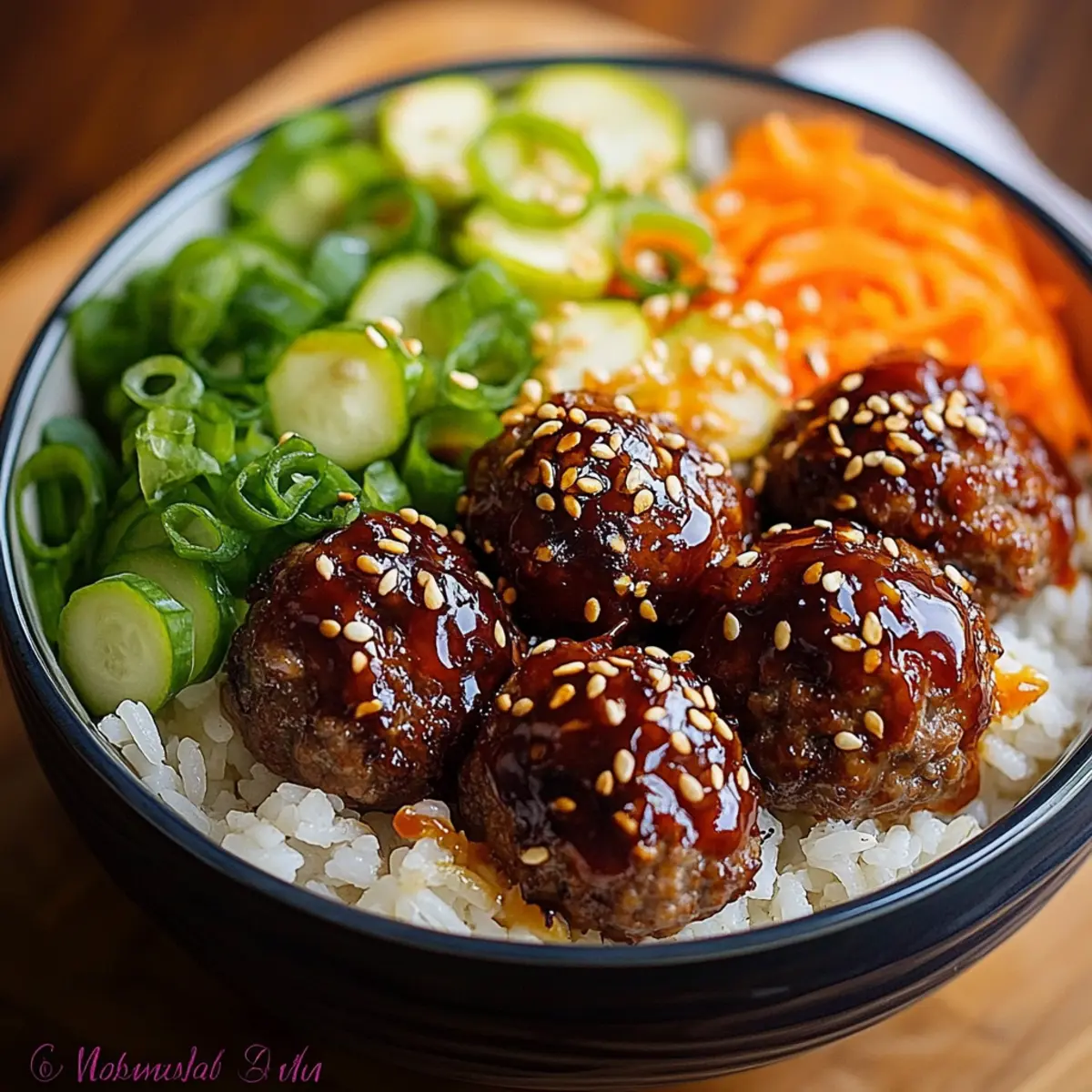 Korean BBQ Meatball Rice Bowls