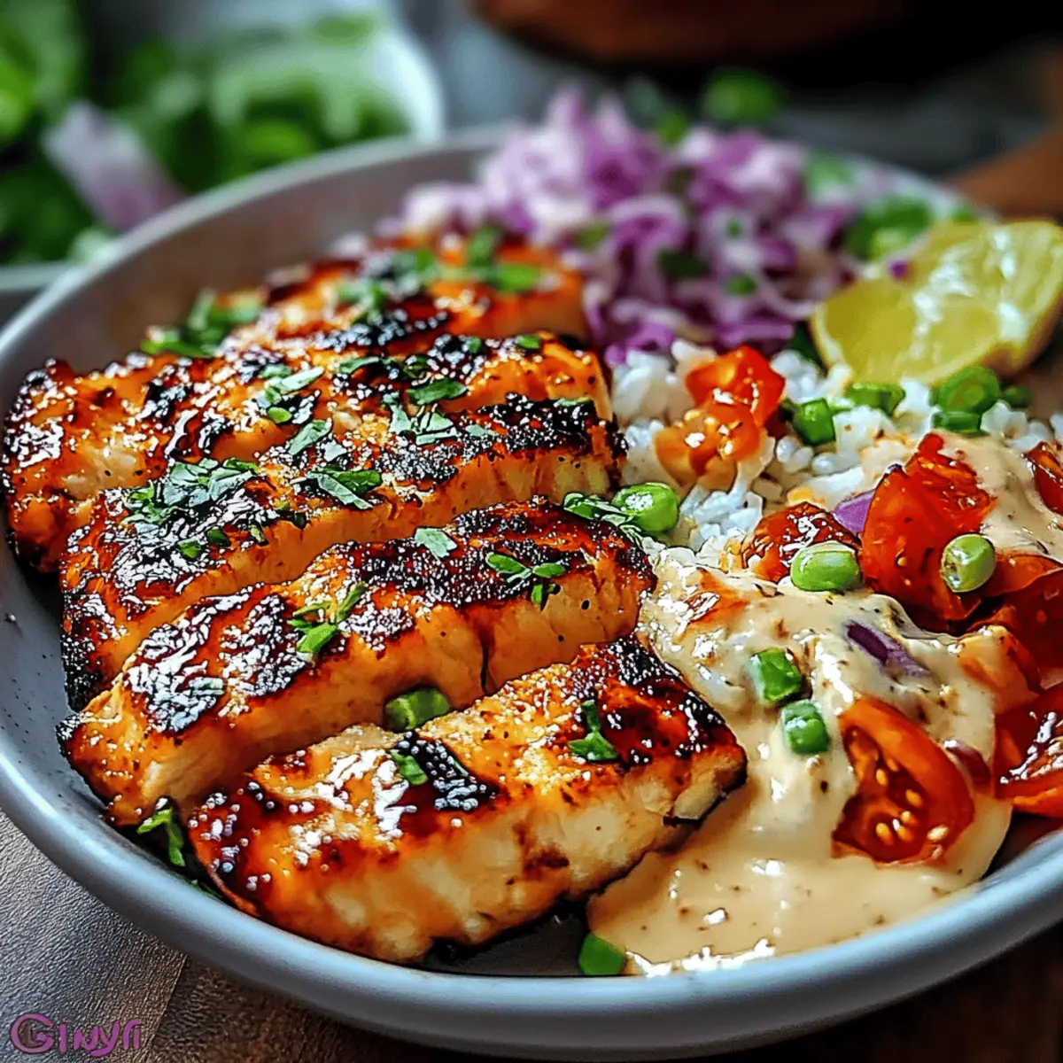 Spicy Sriracha Honey Salmon Bowl