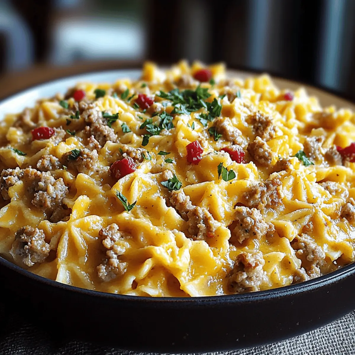 Cajun Cream Cheese Alfredo Bowties with Spiced Ground Beef