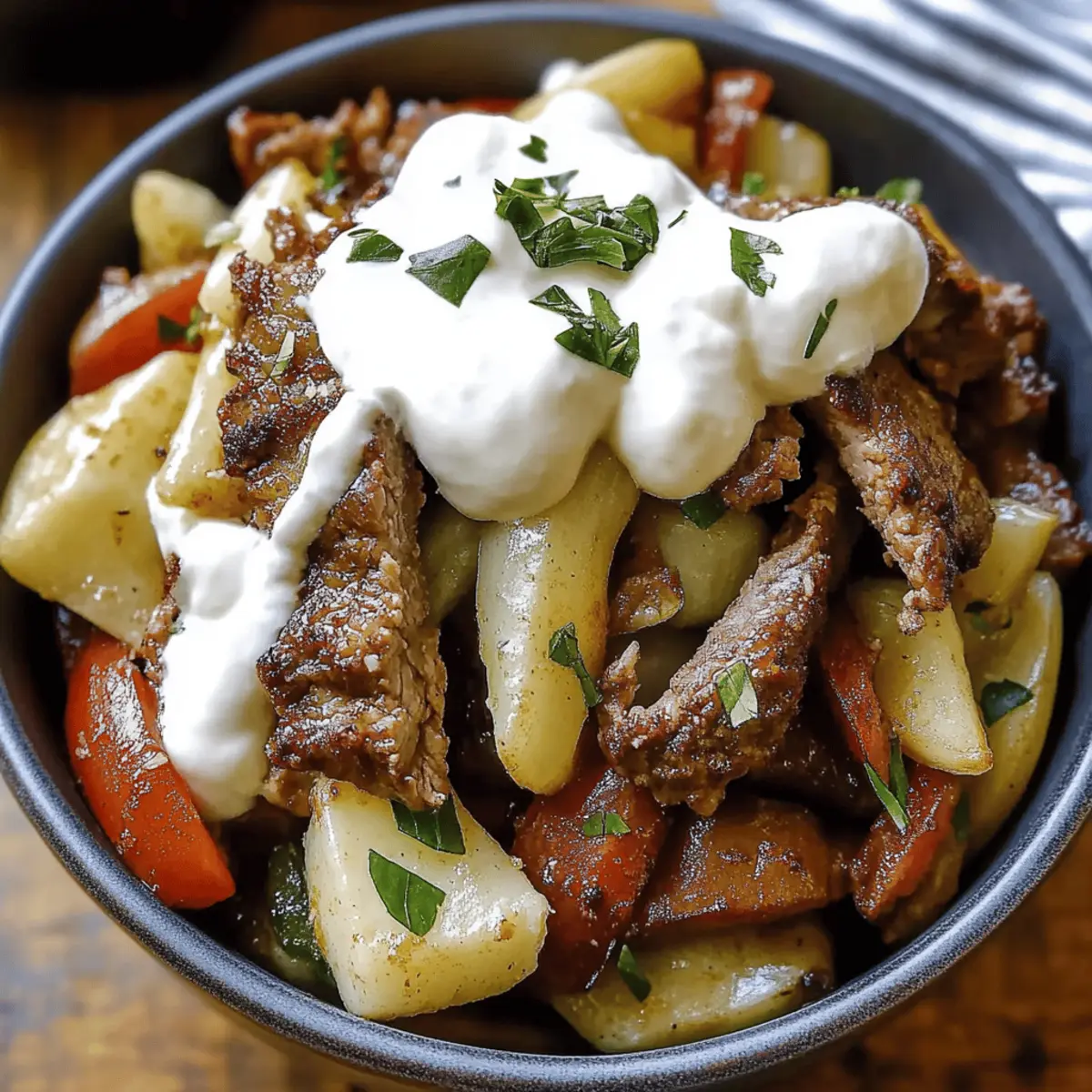 Low Carb Keto Philly Cheesesteak in a Bowl