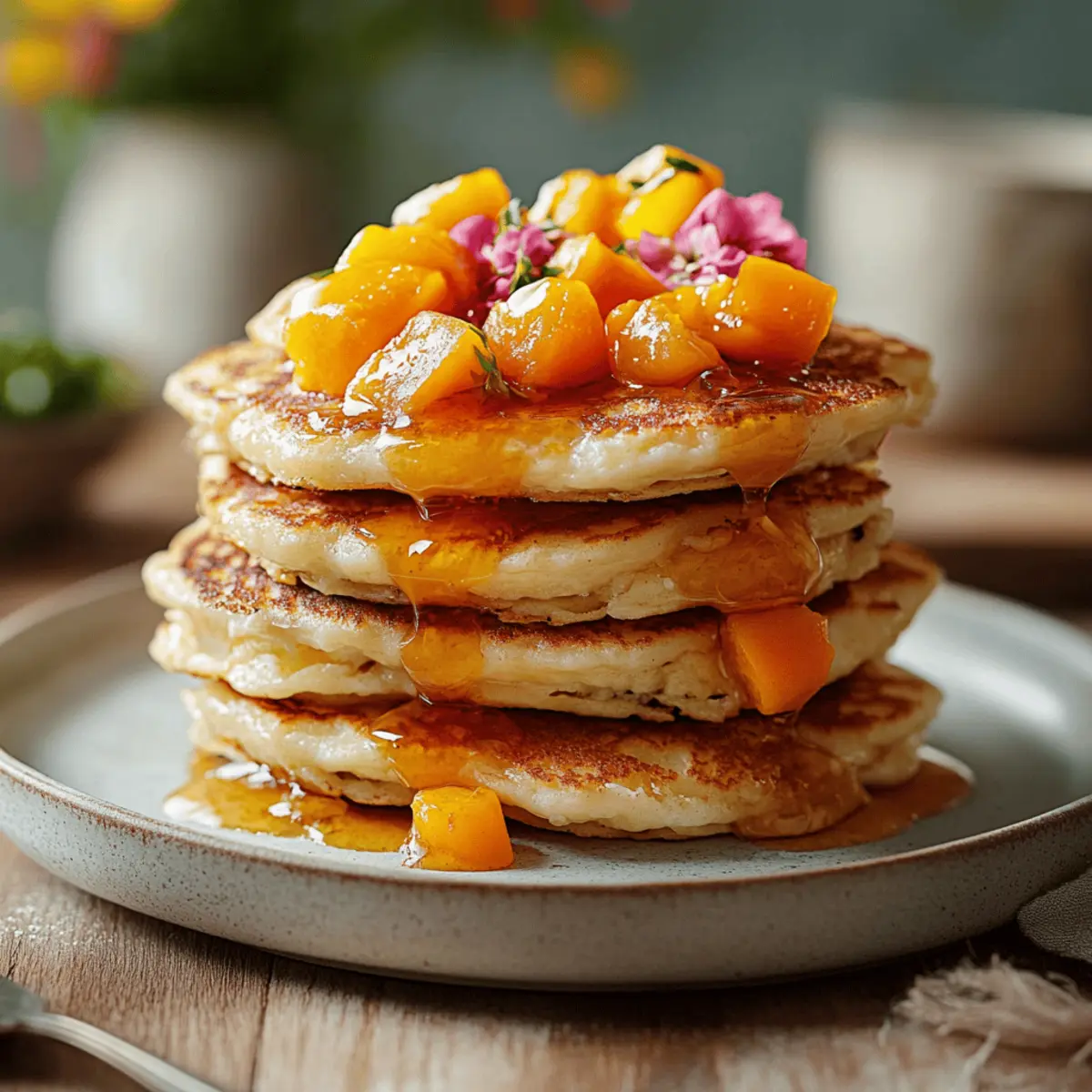 Fluffy Peach Pancakes