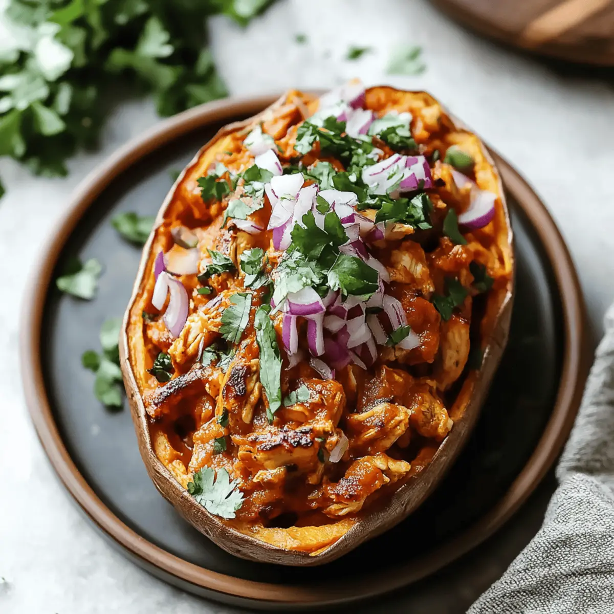 BBQ Chicken Stuffed Sweet Potatoes