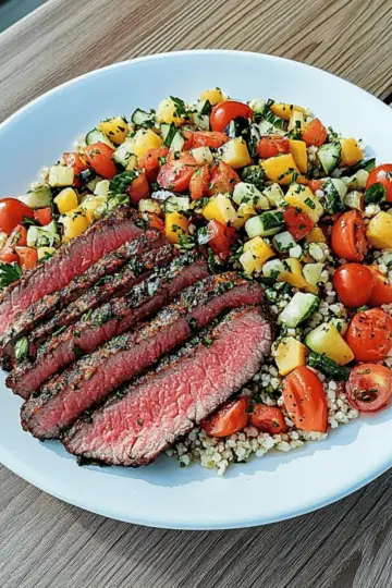 Grilled Peach Salsa and Steak Salad