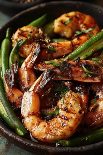 Labor Day Grilled Prawns with Okra