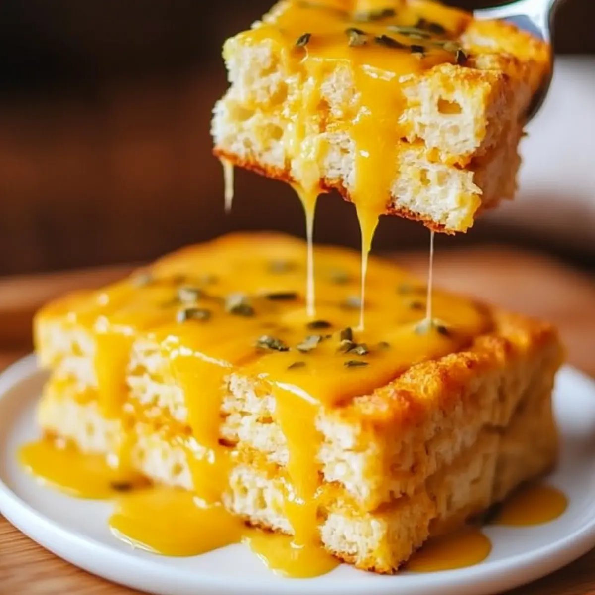 Sweet Cornbread Squares with Honey Drizzle