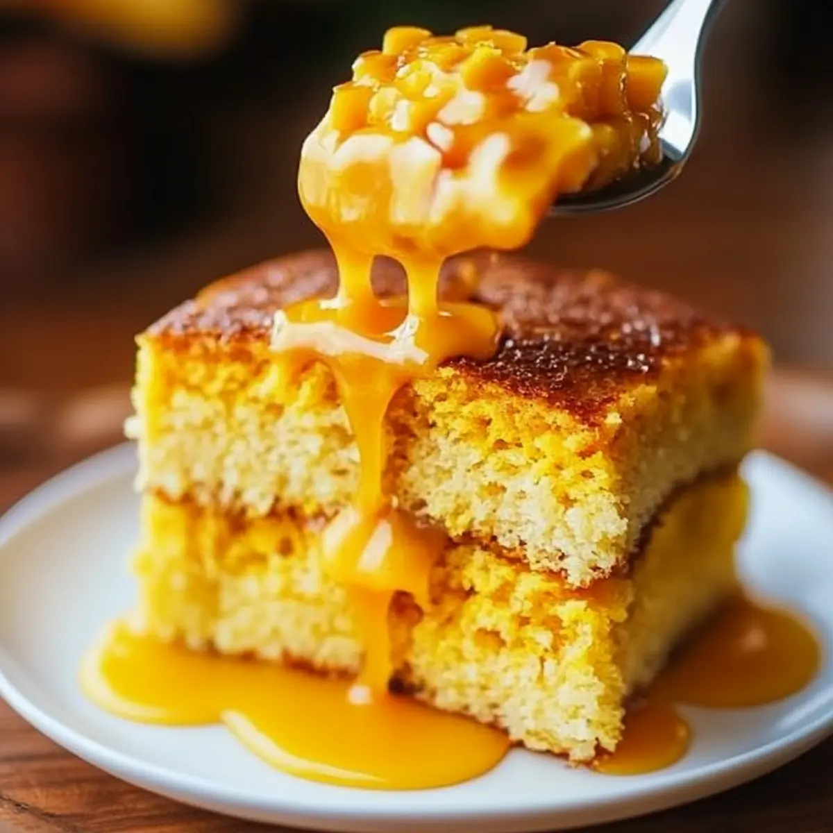 Sweet Cornbread Squares with Honey Drizzle