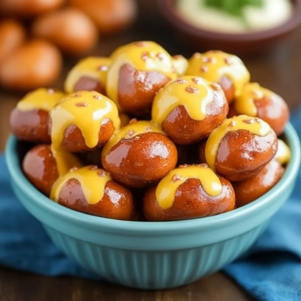Warm Cheddar Pretzel Bites