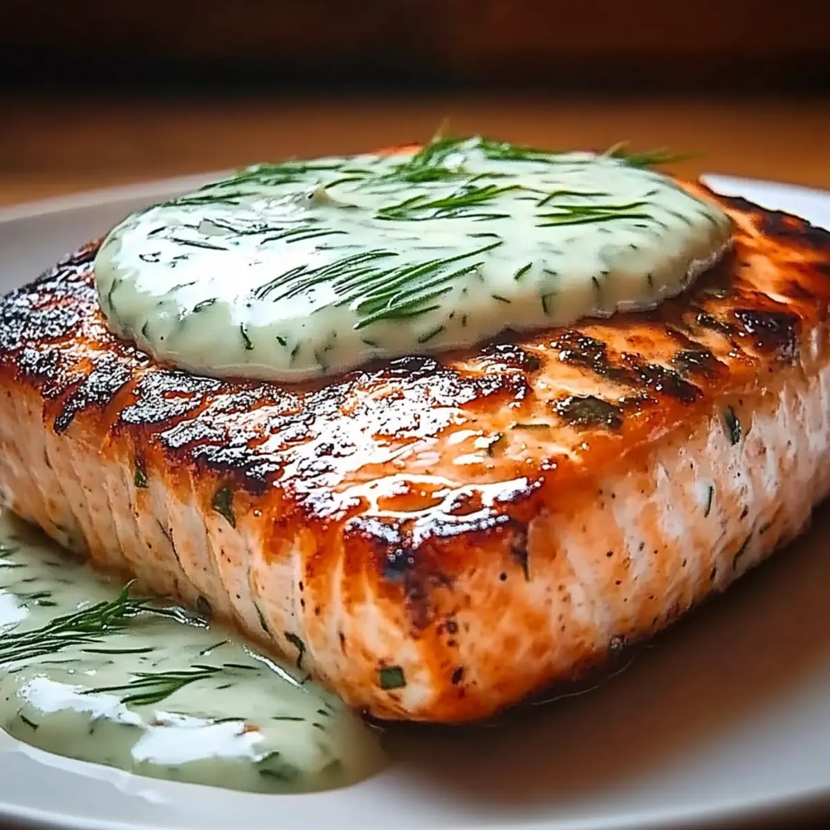 Baked Salmon with Dill Yogurt Sauce