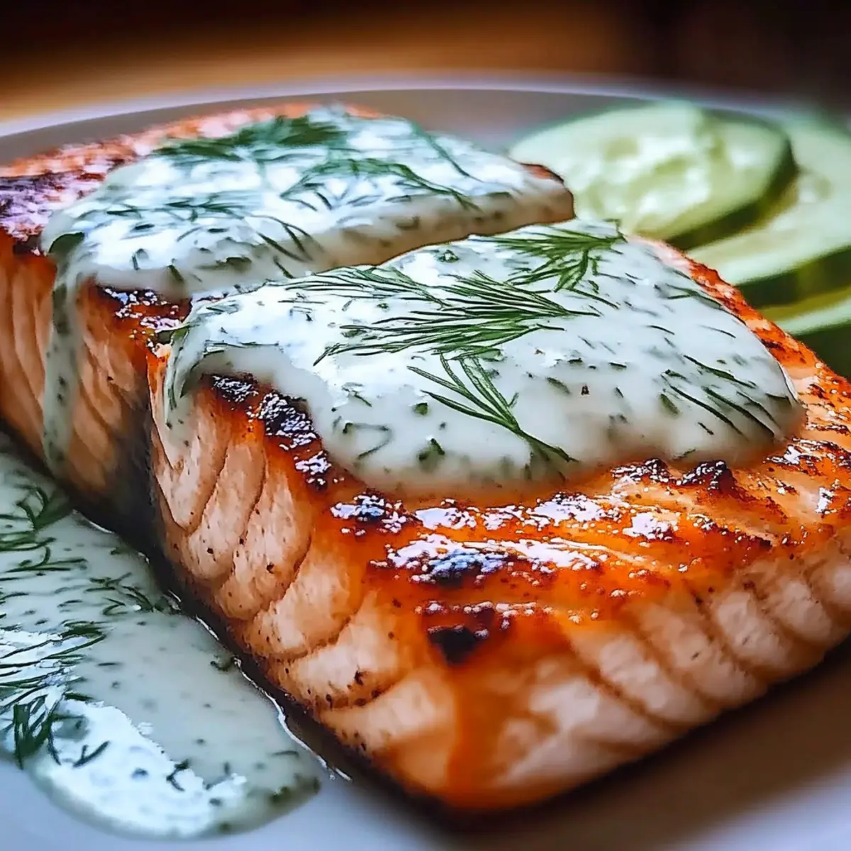 Baked Salmon with Dill Yogurt Sauce