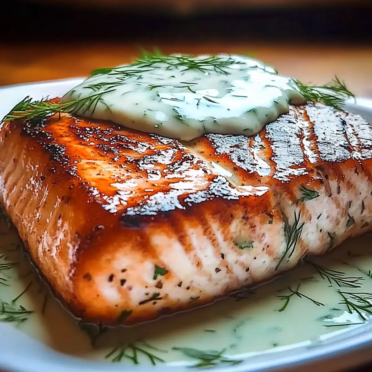 Baked Salmon with Dill Yogurt Sauce