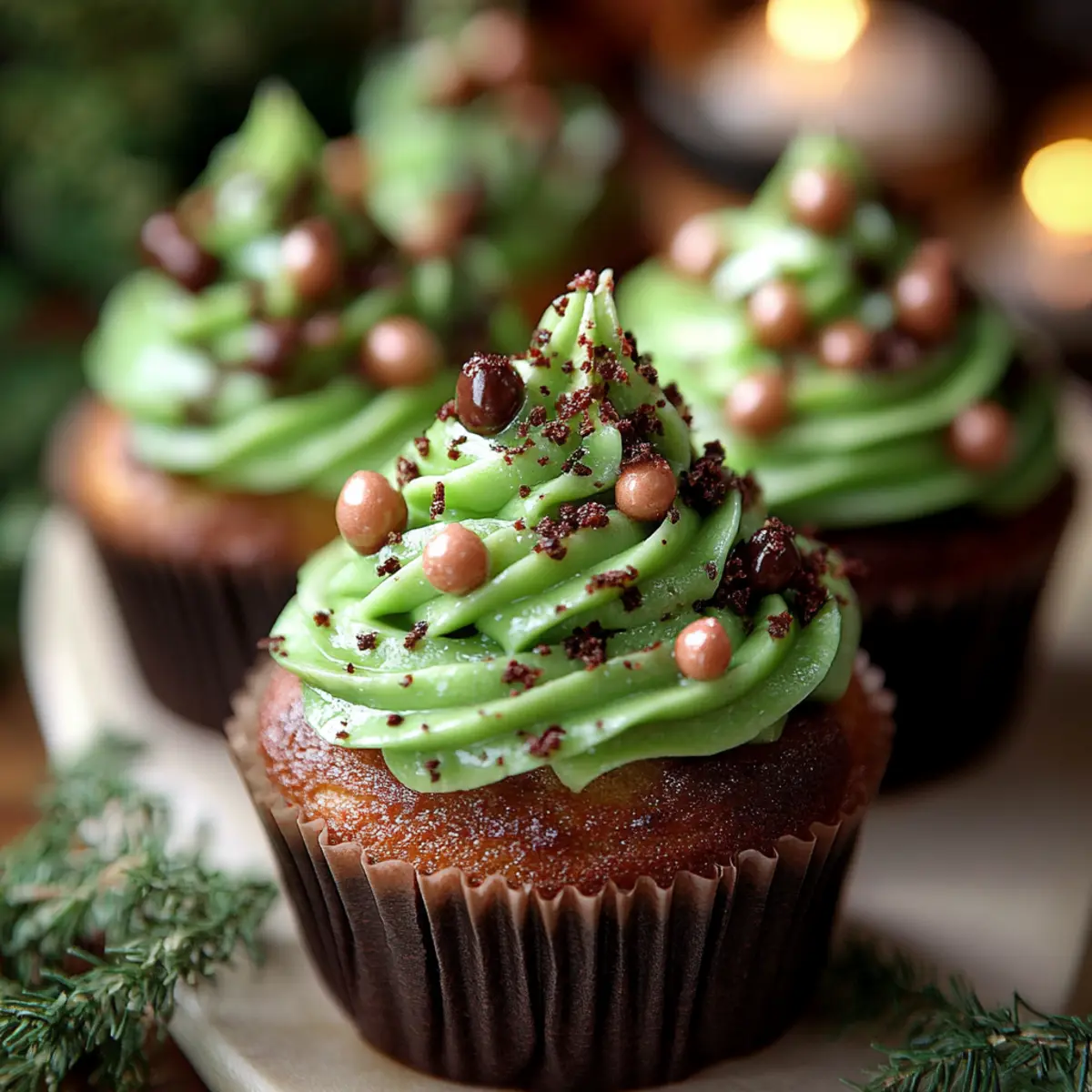 Chocolate Christmas Tree Cupcakes