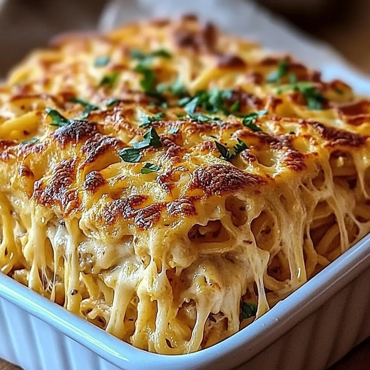 Creamy Cheesy Chicken Spaghetti Casserole