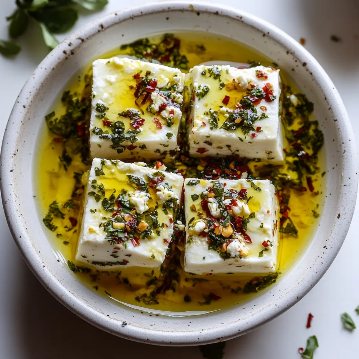 Feta Marinated with Herbs and Chilli