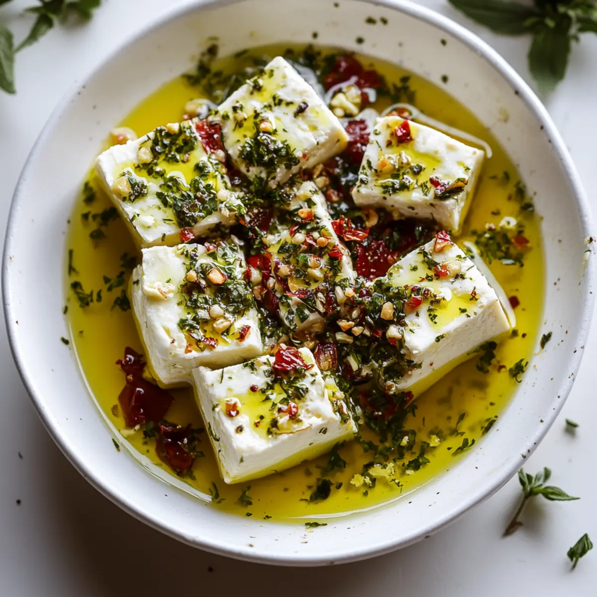 Feta Marinated with Herbs and Chilli