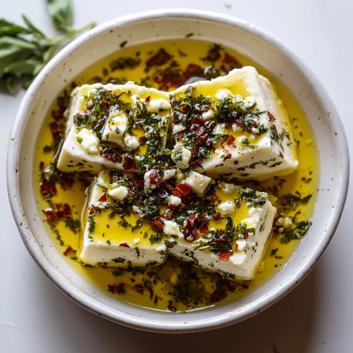 Feta Marinated with Herbs and Chilli