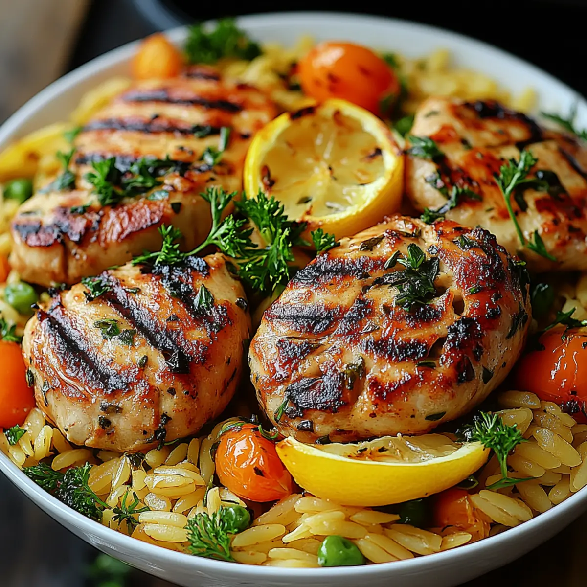 Lemon Chicken Sauté with Vegetables and Orzo