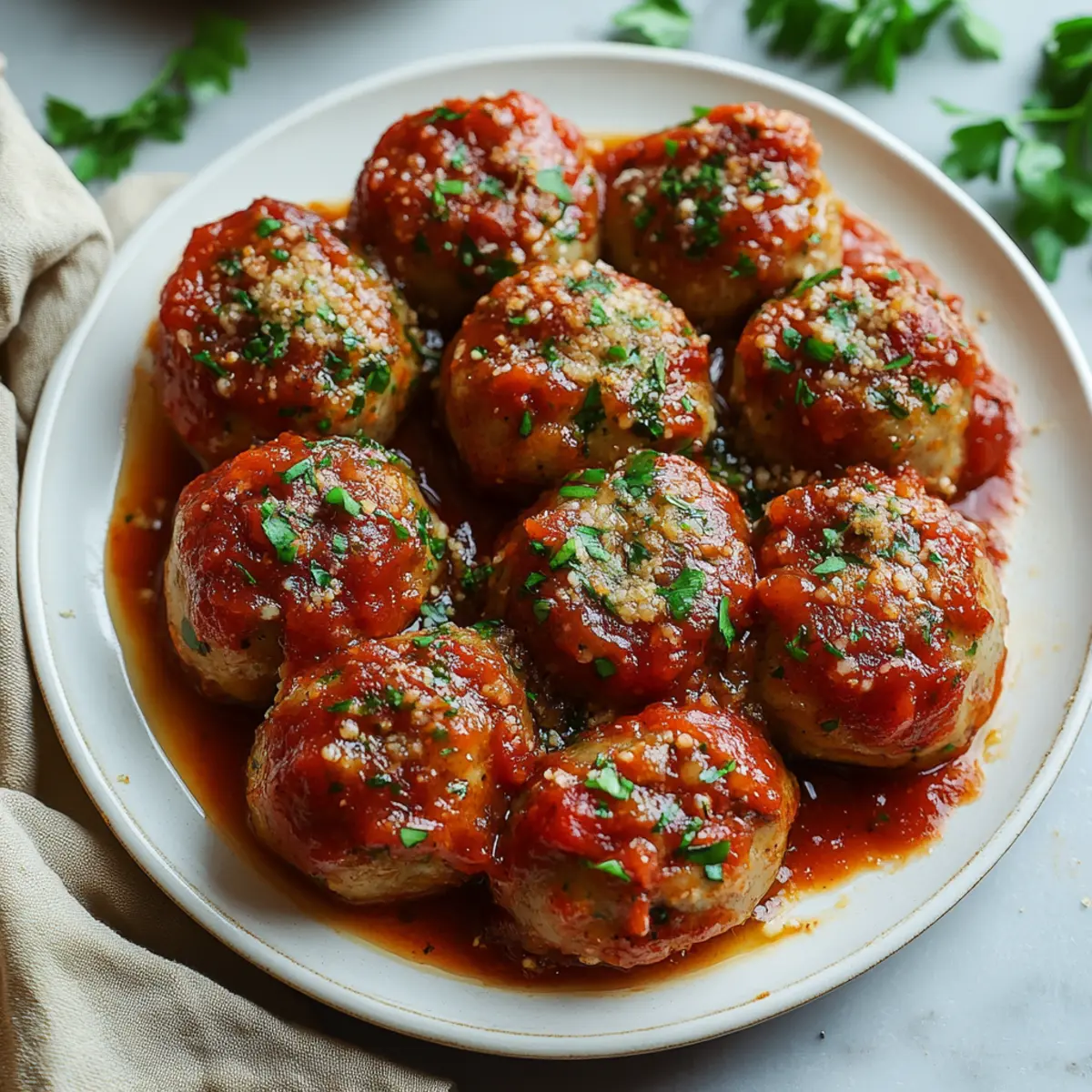 Low-Carb All-Beef Meatballs in Tomato Sauce