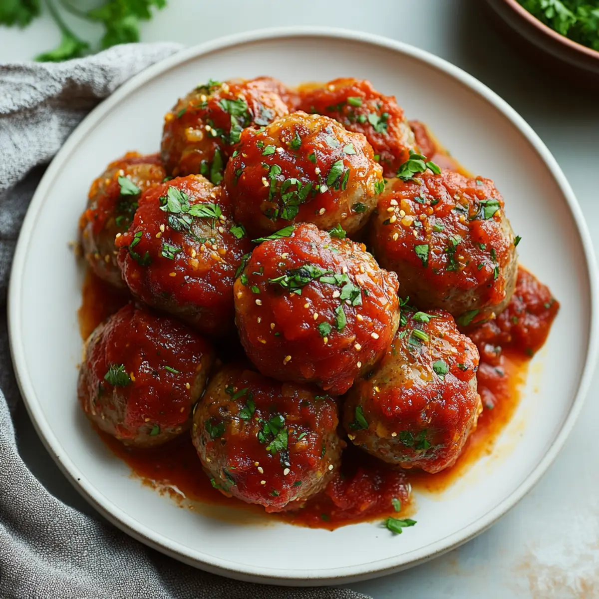 Low-Carb All-Beef Meatballs in Tomato Sauce