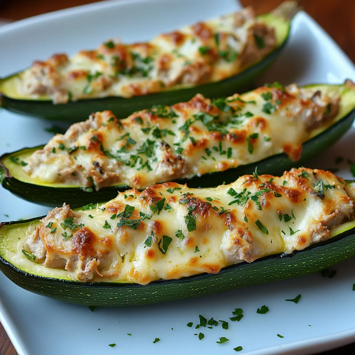 Low-Carb Tuna Melt Zucchini Boats