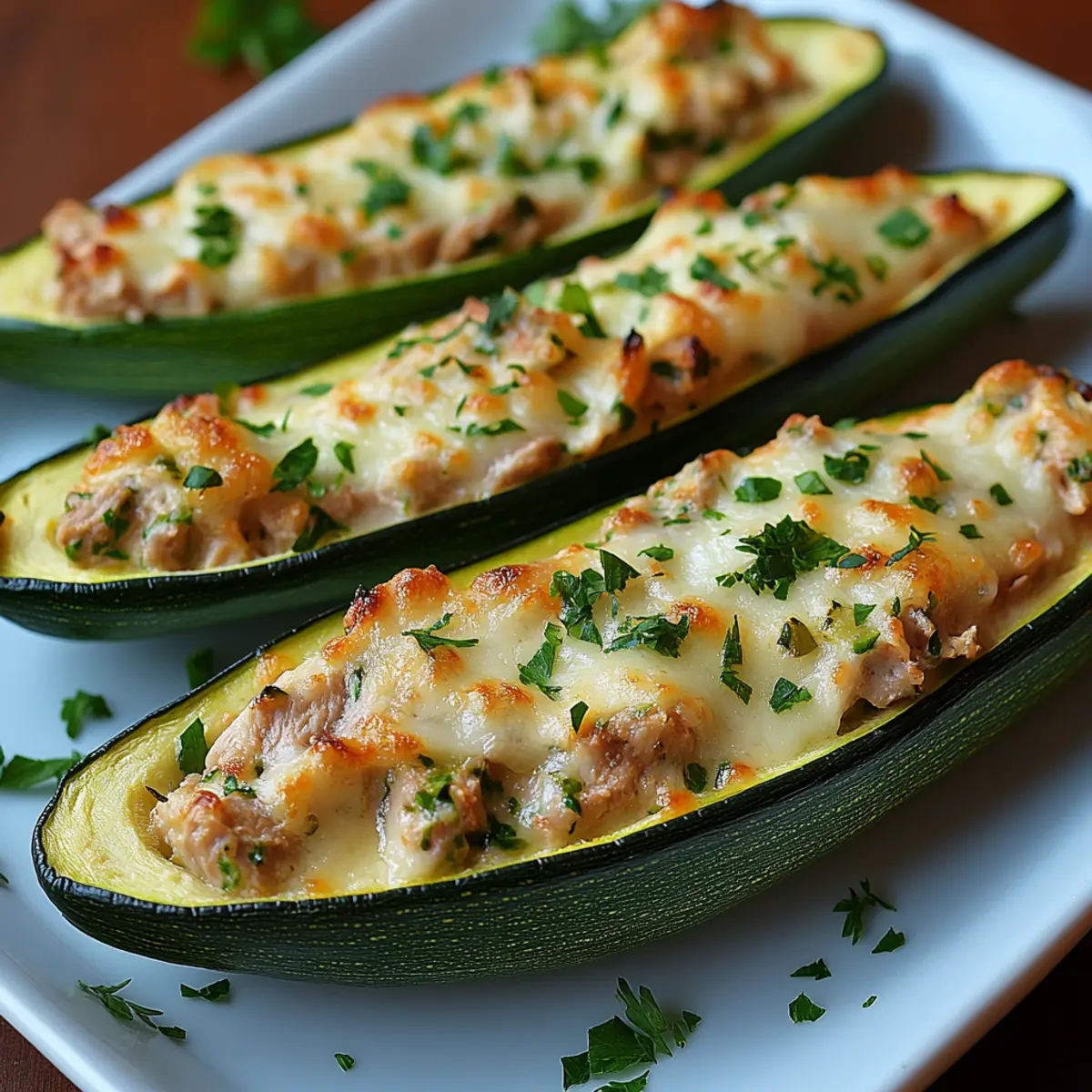 Low-Carb Tuna Melt Zucchini Boats