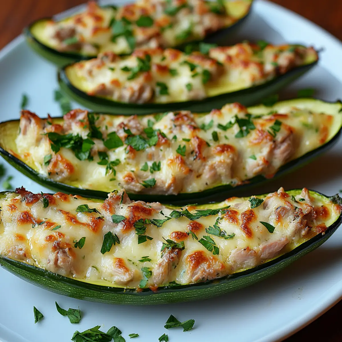 Low-Carb Tuna Melt Zucchini Boats