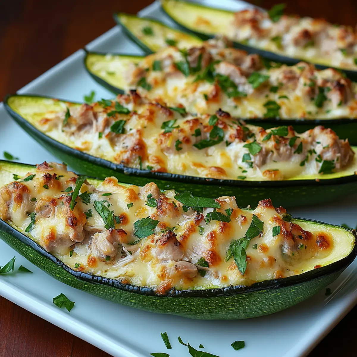 Low-Carb Tuna Melt Zucchini Boats