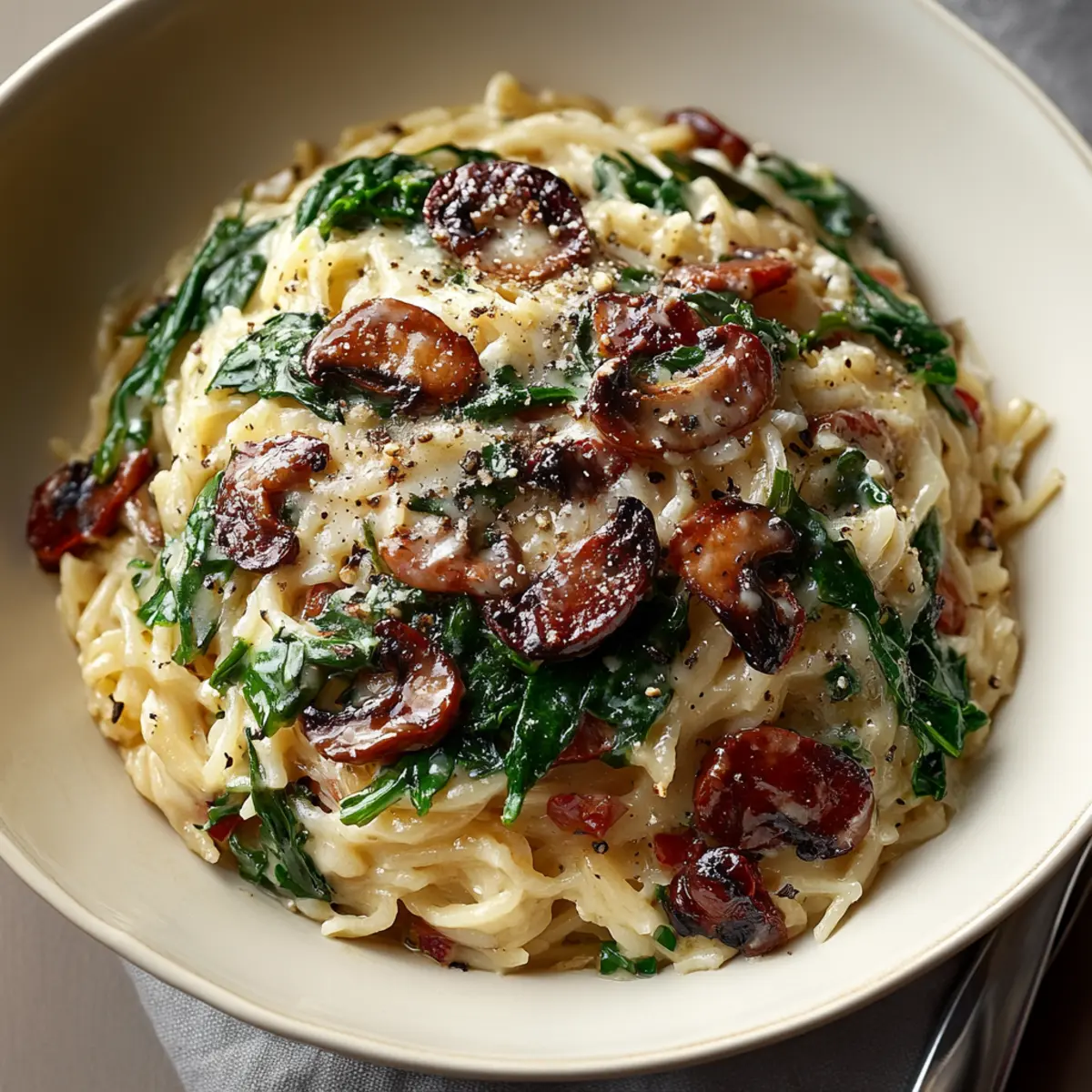 Mushroom Spinach Orzo