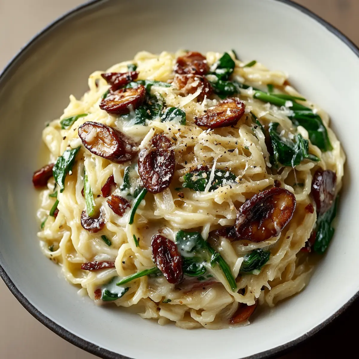 Mushroom Spinach Orzo