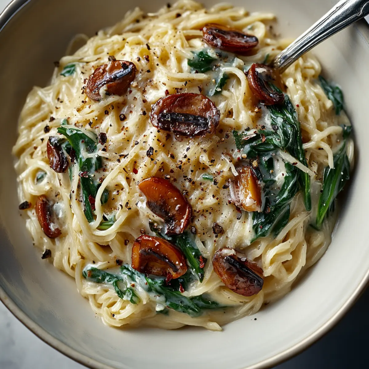 Mushroom Spinach Orzo
