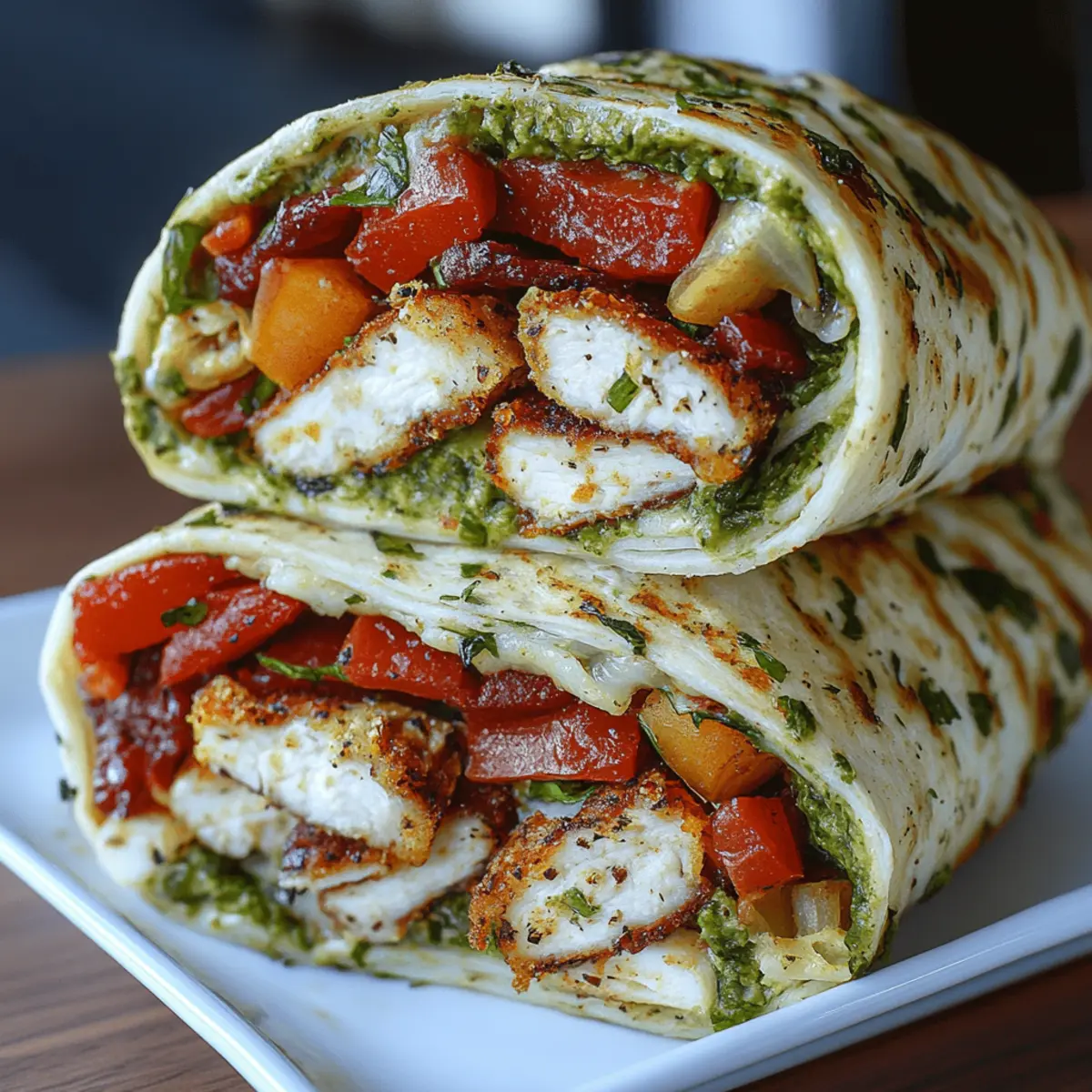 Pesto Chicken Wraps with Bacon