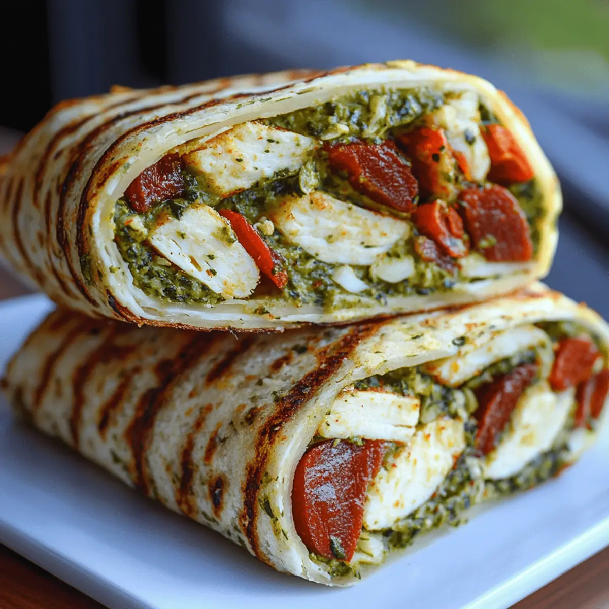Pesto Chicken Wraps with Bacon