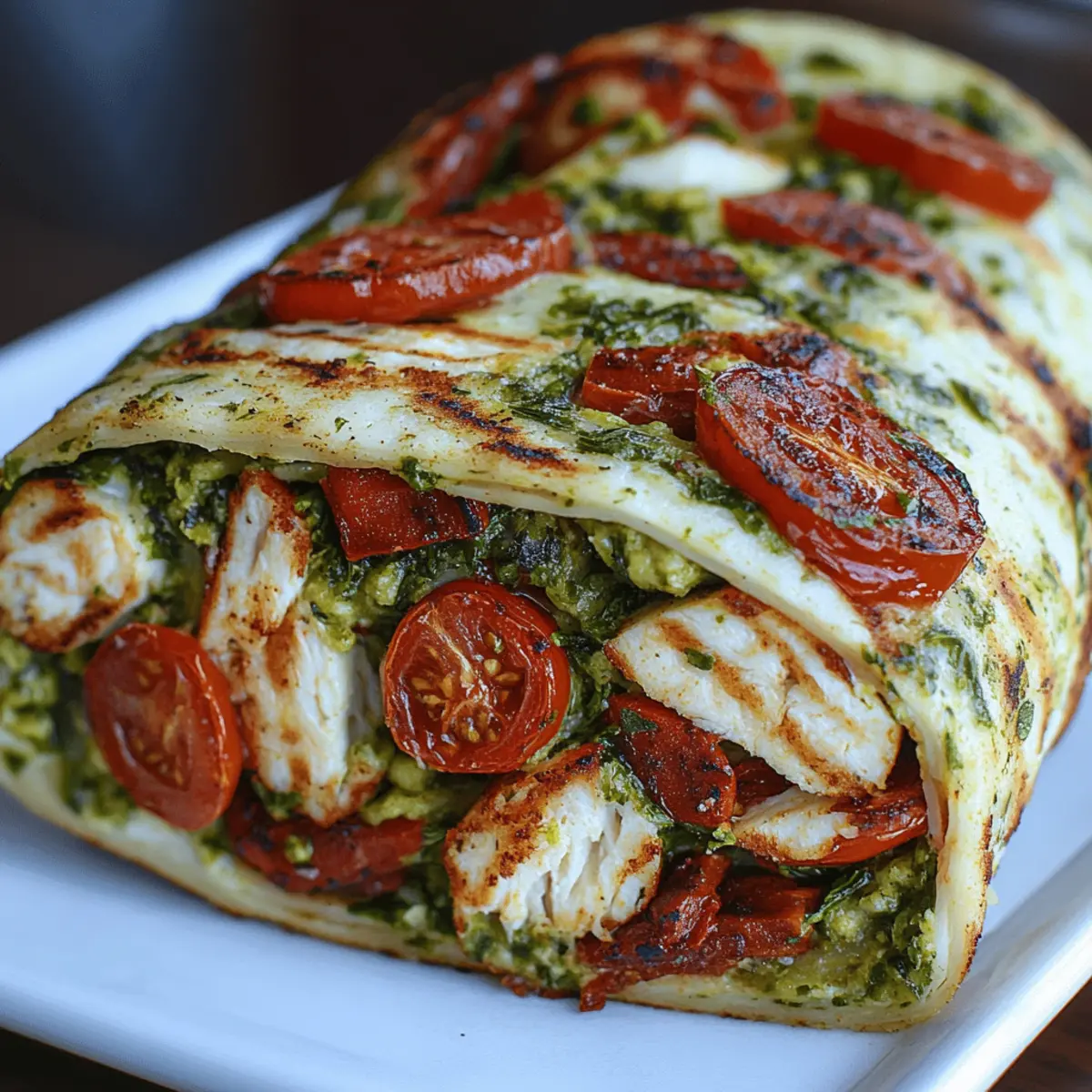 Pesto Chicken Wraps with Bacon