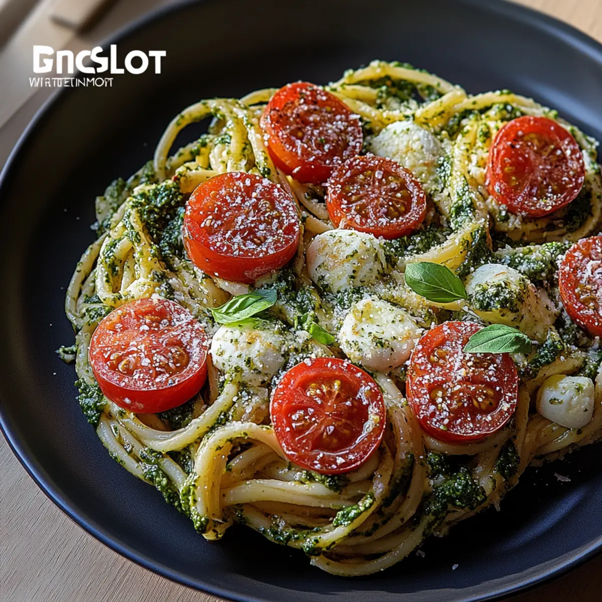 Pesto Pasta with Roasted Tomatoes