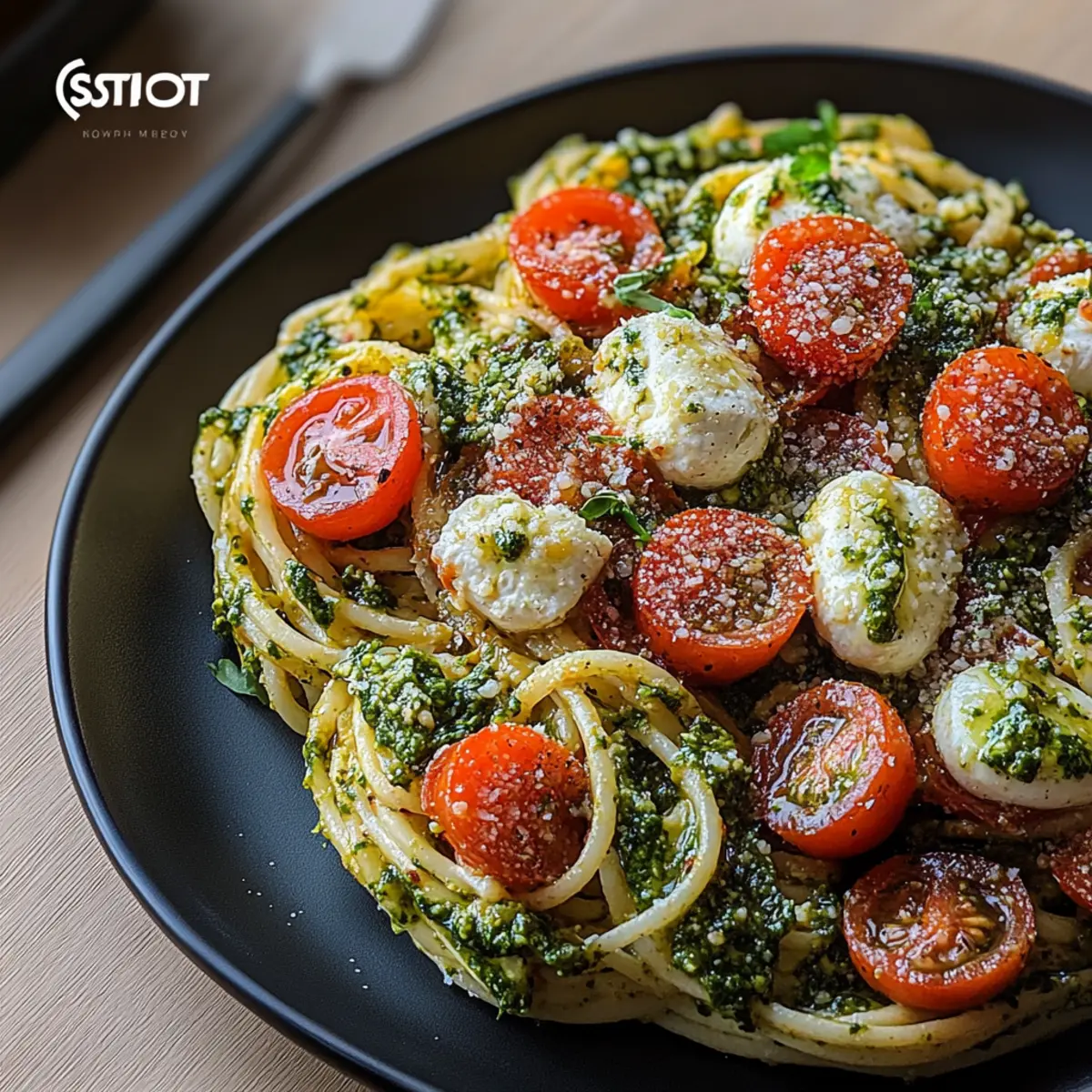 Pesto Pasta with Roasted Tomatoes