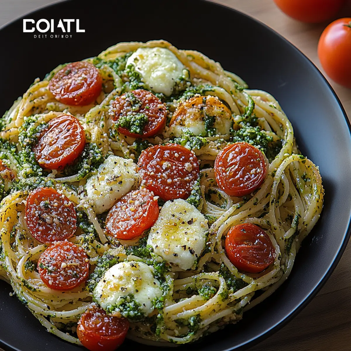 Pesto Pasta with Roasted Tomatoes