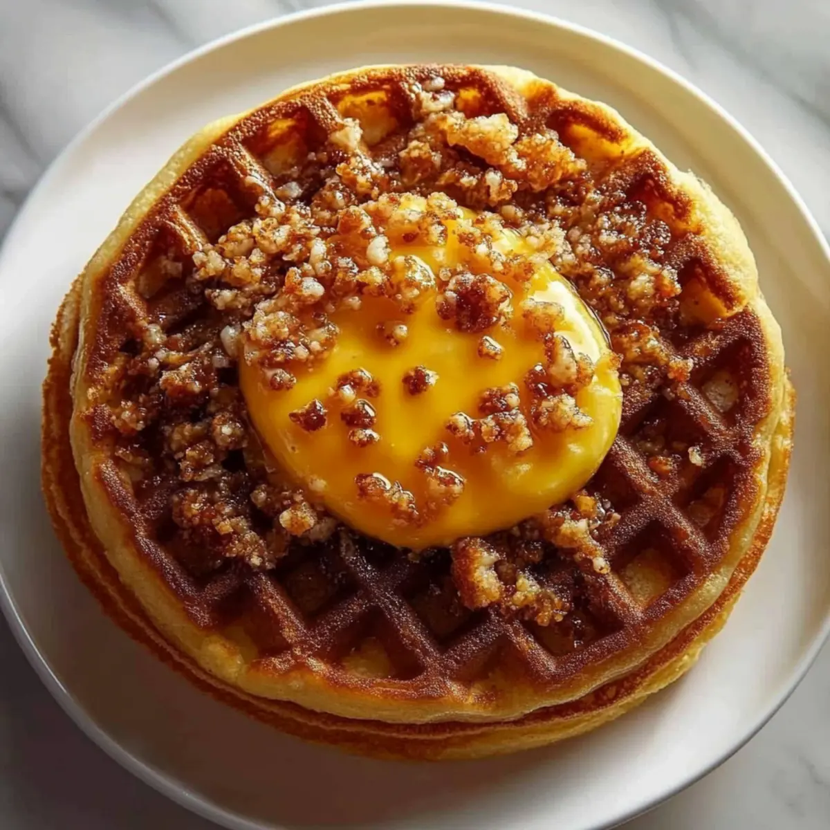 Spiced Pumpkin Waffles with Brown Butter Maple Syrup