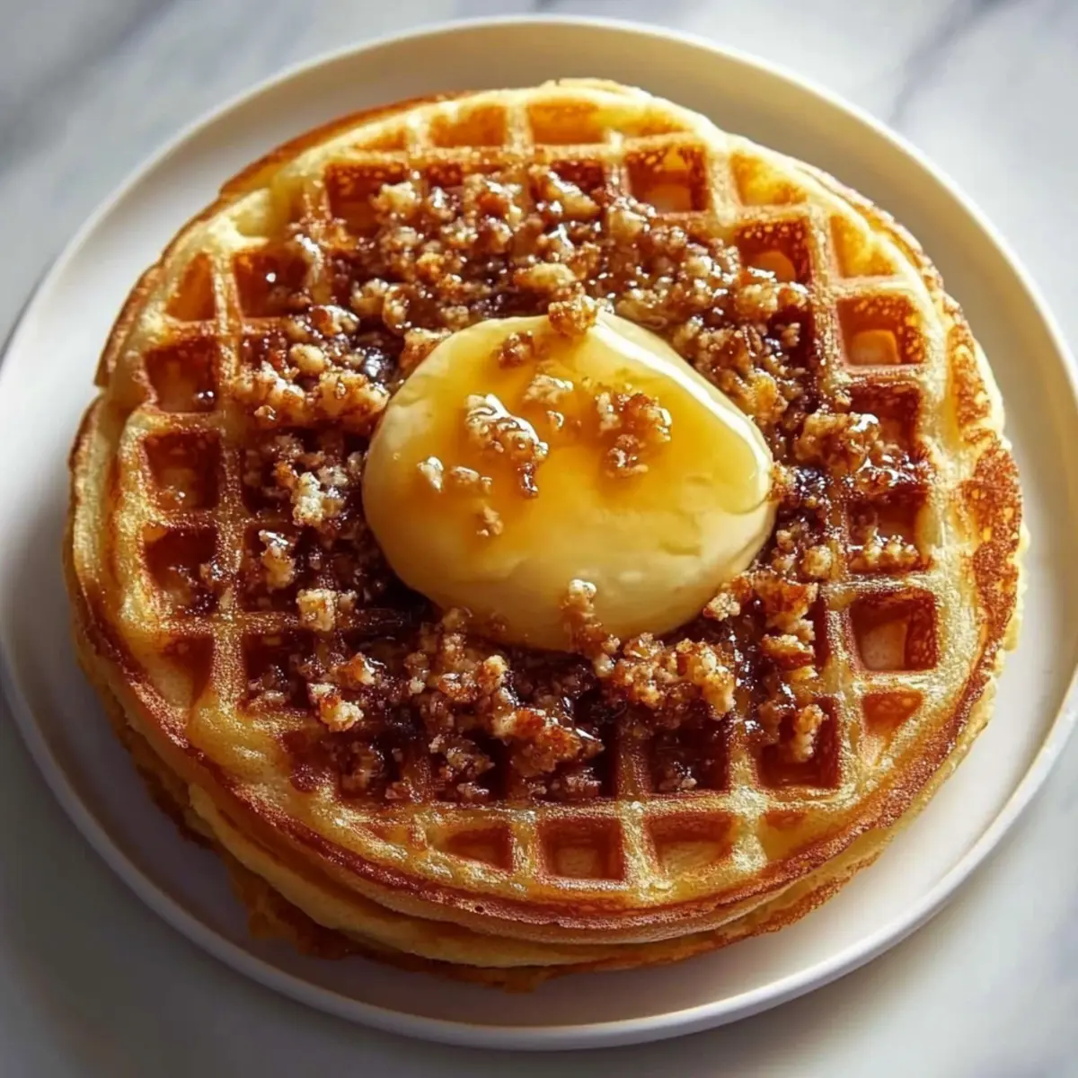 Spiced Pumpkin Waffles with Brown Butter Maple Syrup