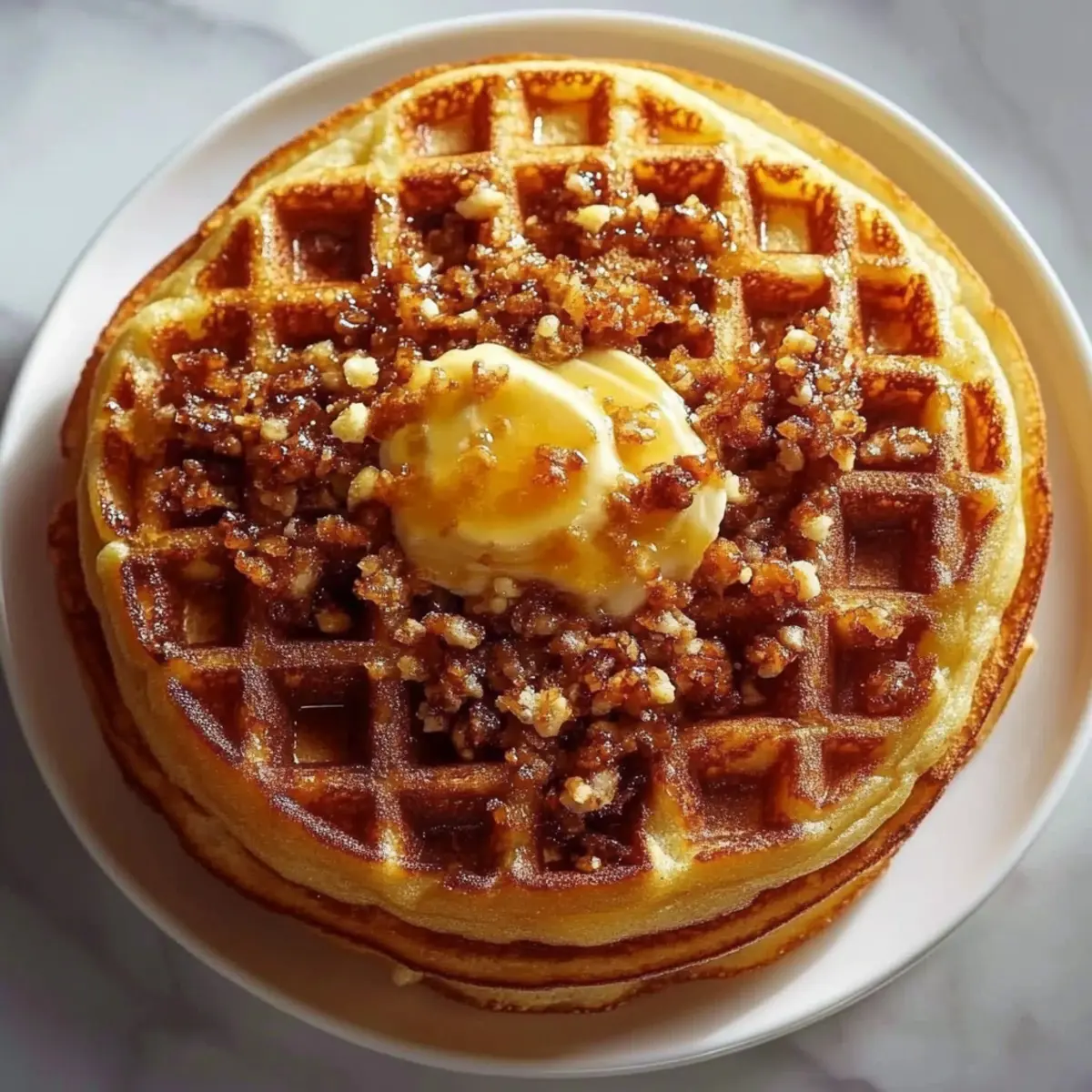 Spiced Pumpkin Waffles with Brown Butter Maple Syrup