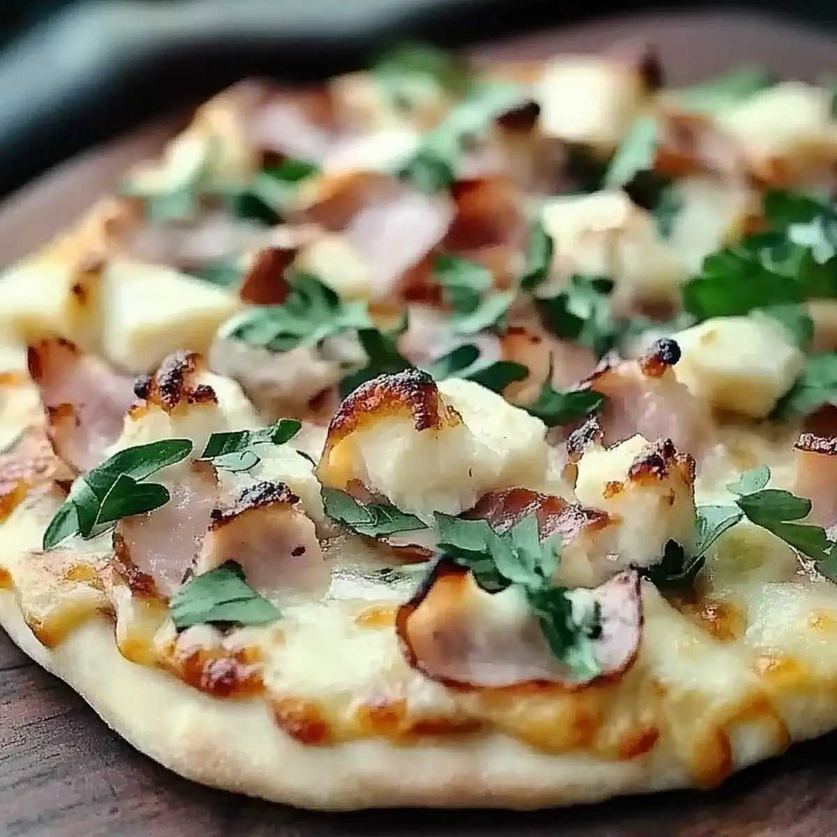Chicken Bacon Ranch Naan Bread Pizza