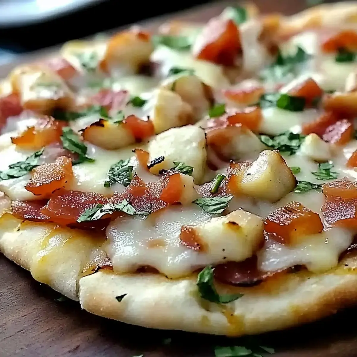 Chicken Bacon Ranch Naan Bread Pizza