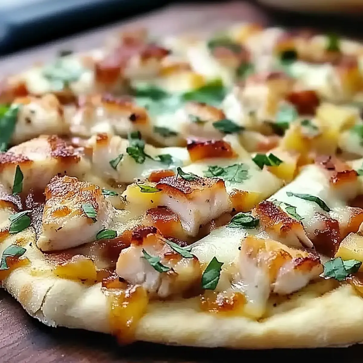 Chicken Bacon Ranch Naan Bread Pizza