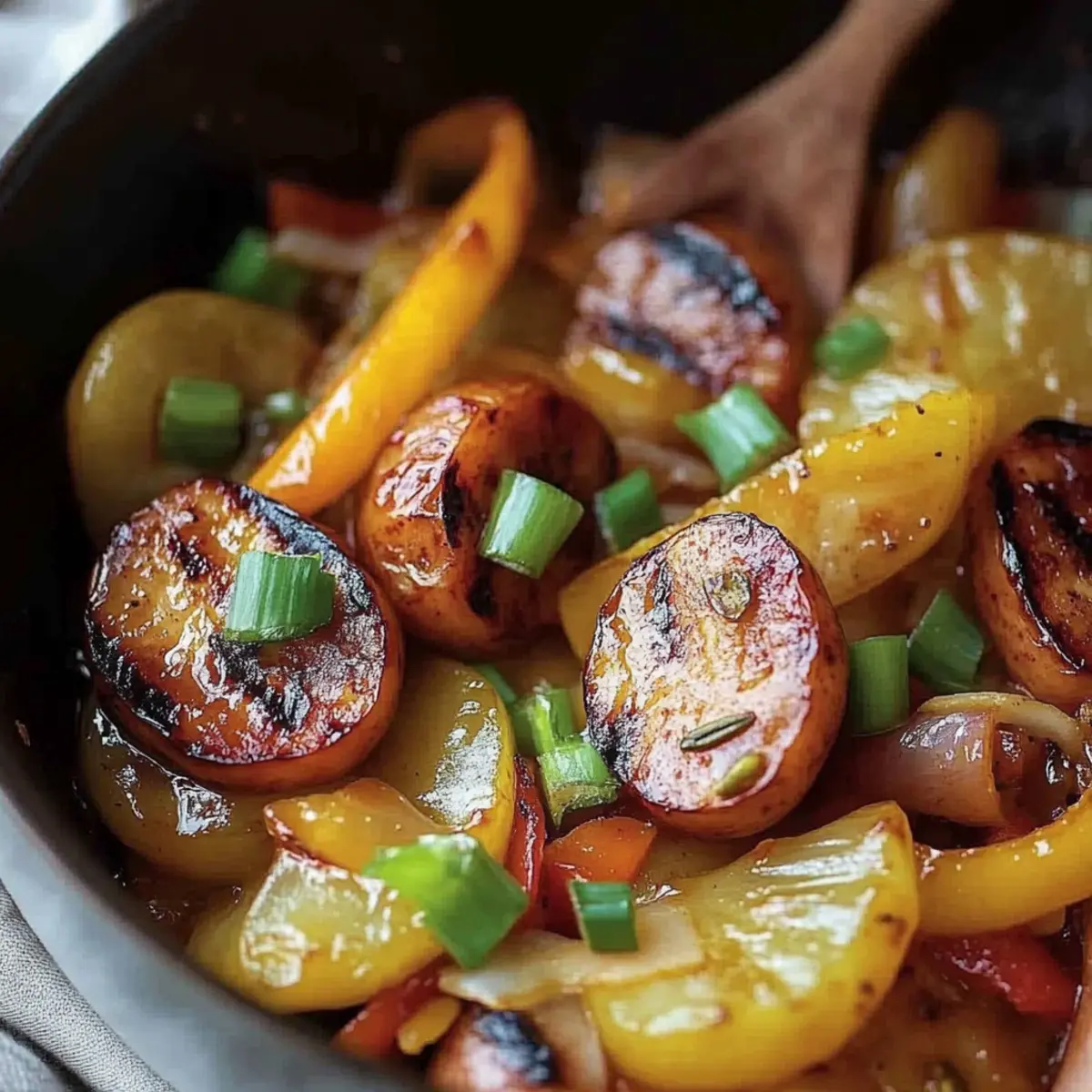 Pineapple Brown Sugar Sausage Skillet