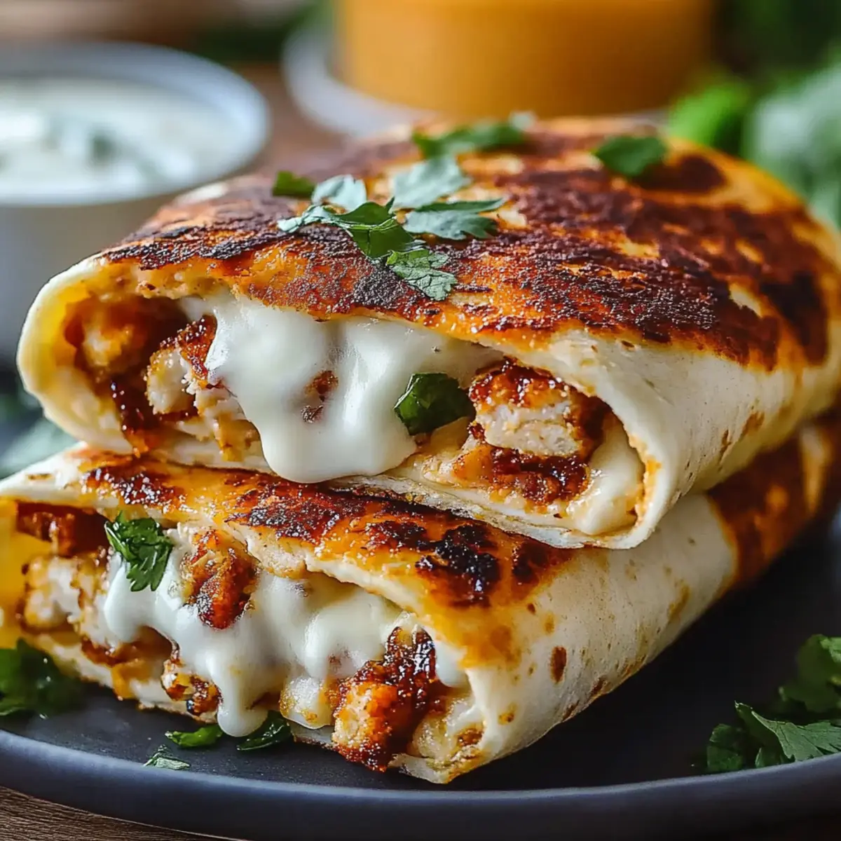 Cheesy Garlic Chicken Wraps