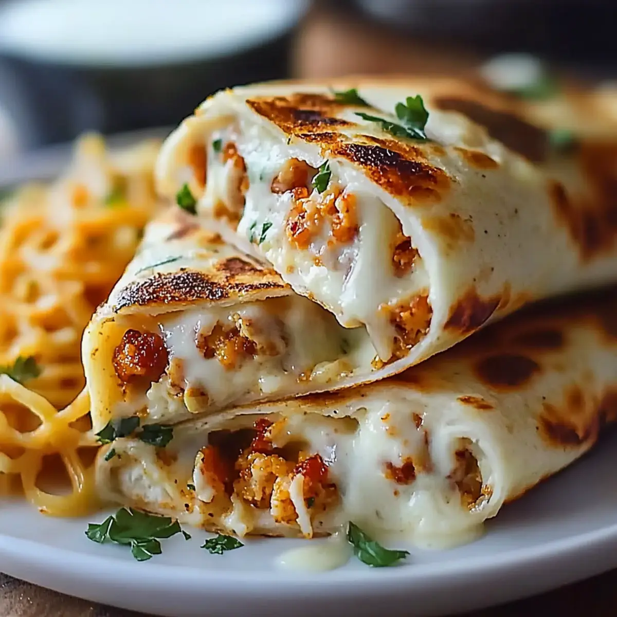 Cheesy Garlic Chicken Wraps