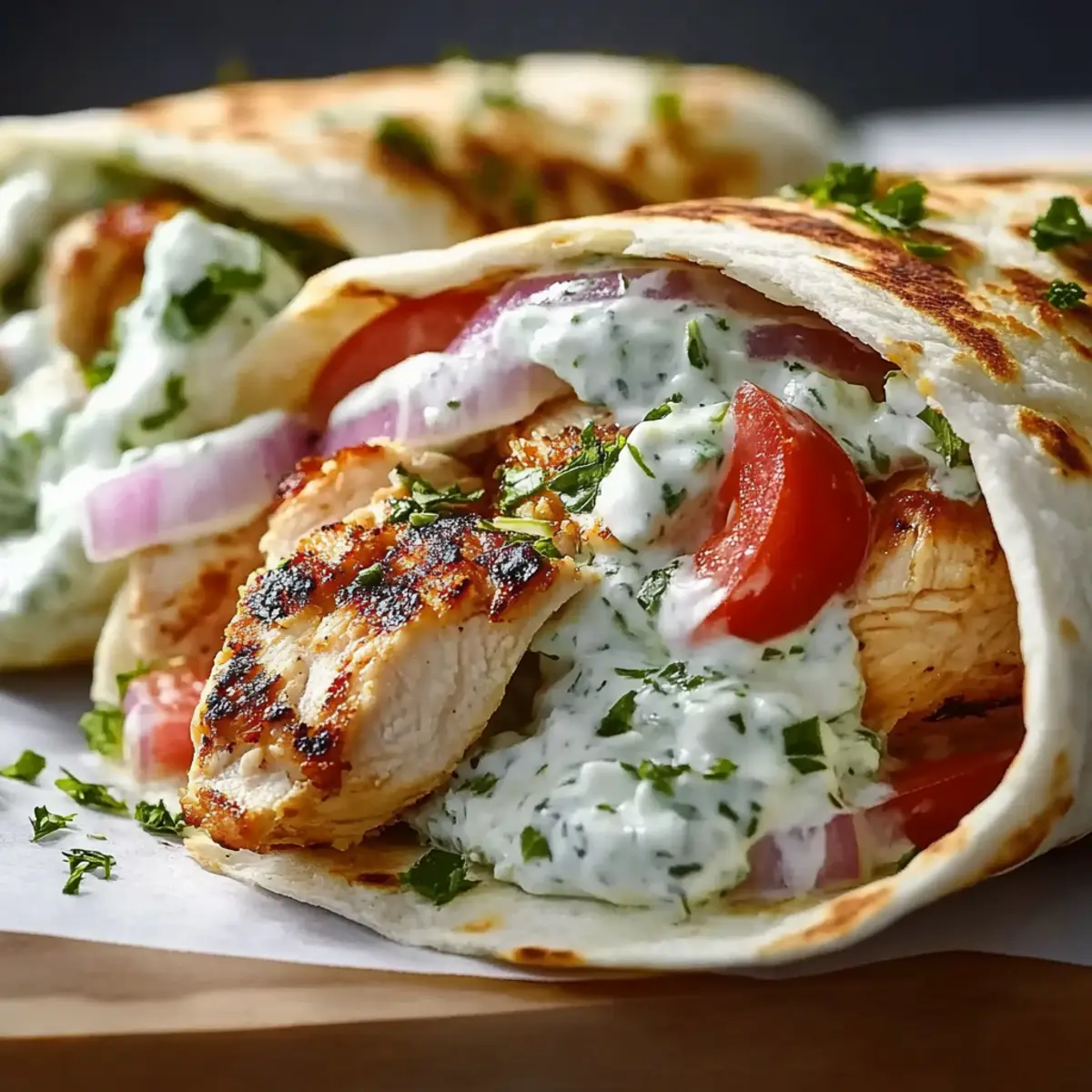 Greek Chicken Wraps with Tzatziki
