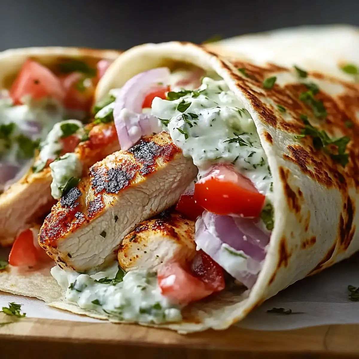 Greek Chicken Wraps with Tzatziki
