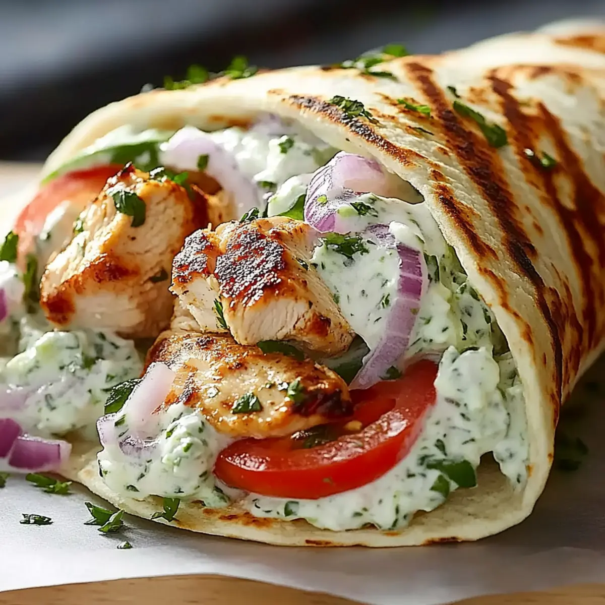 Greek Chicken Wraps with Tzatziki