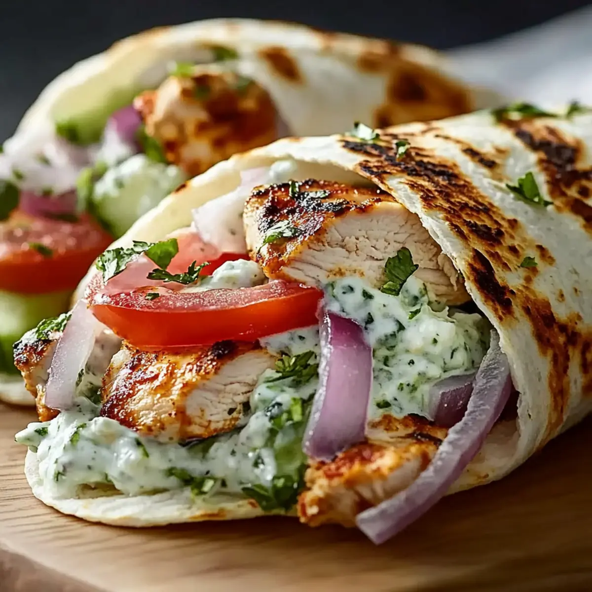 Greek Chicken Wraps with Tzatziki